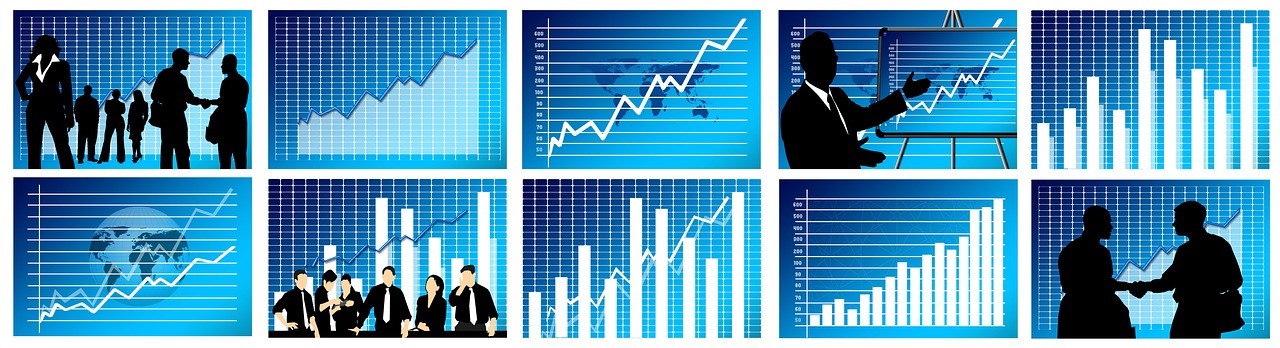 Financial growth charts showing company performance