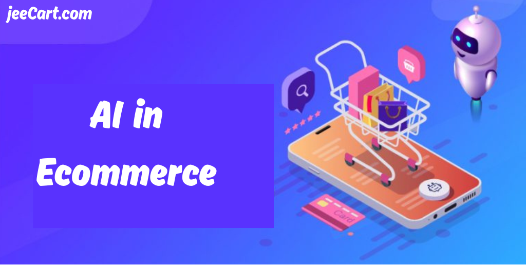 AI in ecommerce with robot and digital shopping cart