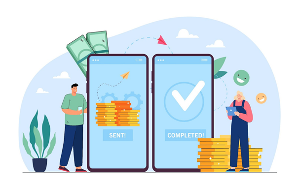 Illustrated graphics of real-world platforms using Stripe Connect for automated vendor payouts and split payments.
